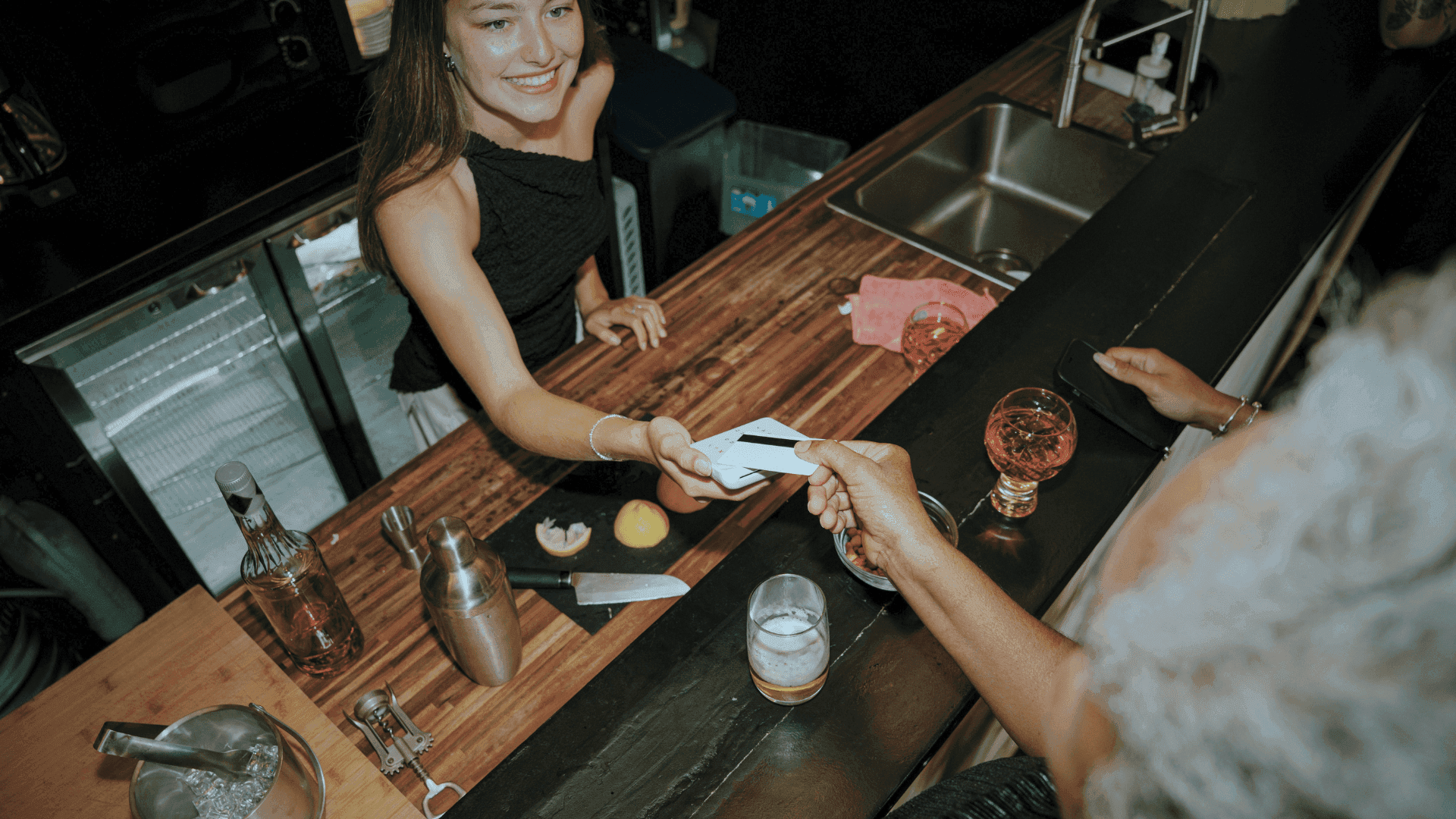 Qodeup Terminal used to complete a restaurant payment